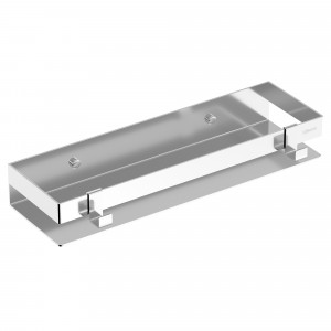 Полка для душа прямая 400 мм Lemark SHELF LINE из нерж. стали с крючками, хром
